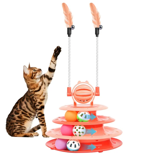 Interactive Cat Toy Puzzle Ball with 2 Teaser Wands |