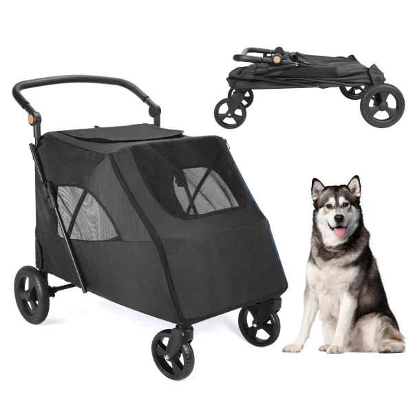360° swivel Breathe Pet Stroller adjustable for Medium, Large dogs.
