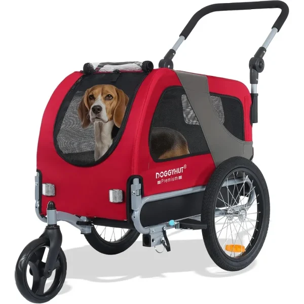 Premium M Pet Bike Trailer & Stroller 2-in-1,for Dogs Parking Brakes, Easy Folding Cart Frame, Universal Bicycle