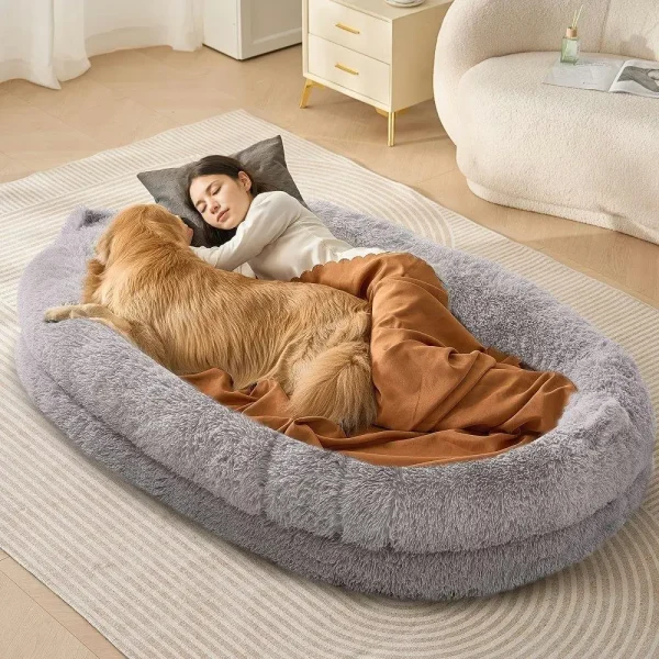 72x48x10in Human Size Washable Velvet Bean Bed