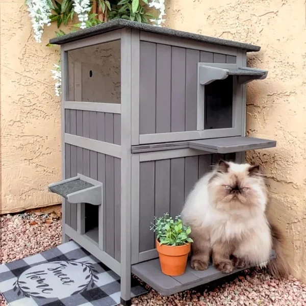 Cat Cage with Waterproof Roof, 2 Large Side Doors