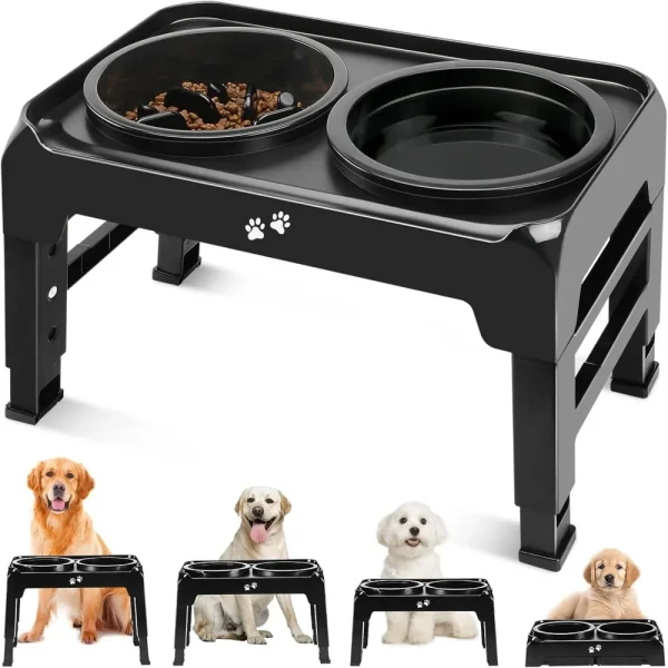 Elevated 2-in-1 Dog Feeder With Slow Feeder and Water Bowl
