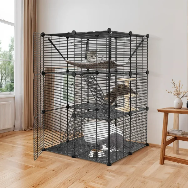 3-Tiers  Cat Kennel Playpen w/ Hammock for 1-2 Cats